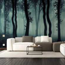 Load image into Gallery viewer, Enchanted Forest Wall Art: Night Tree Fog Mural - Decords
