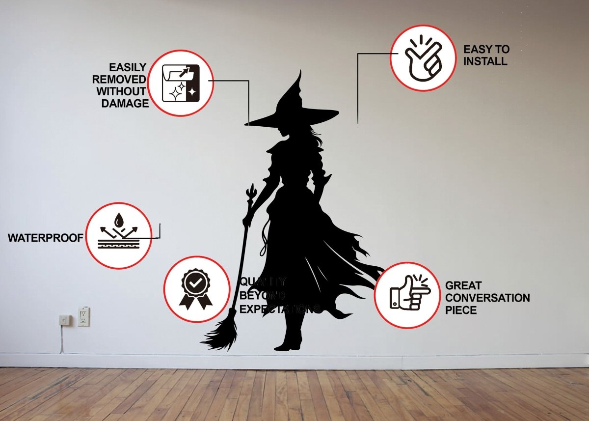 Enchanted Witch Silhouette Decal - Halloween Haunting Elegance - Decords