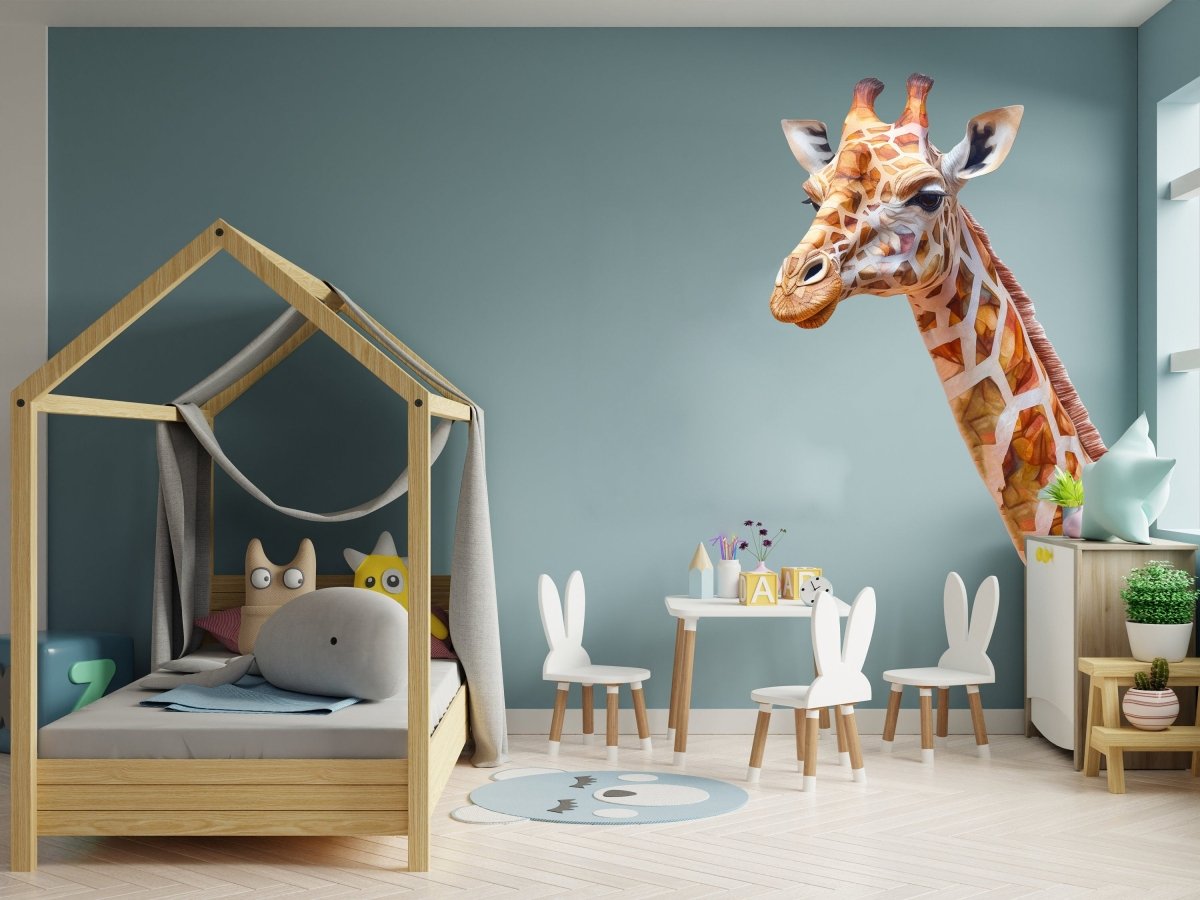 Enchanting Giraffe Wall Decal: Transform Your Child's Room into a Joyful Safari Scene! - Decords