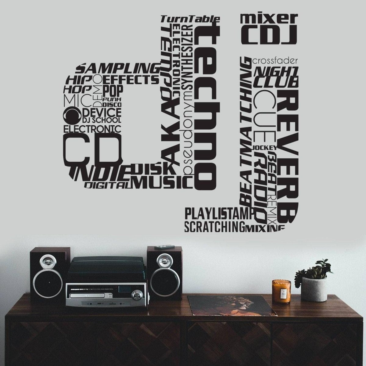 DJ Wall Art Music Sticker - Vinyl Decoration Decal 68 x 71