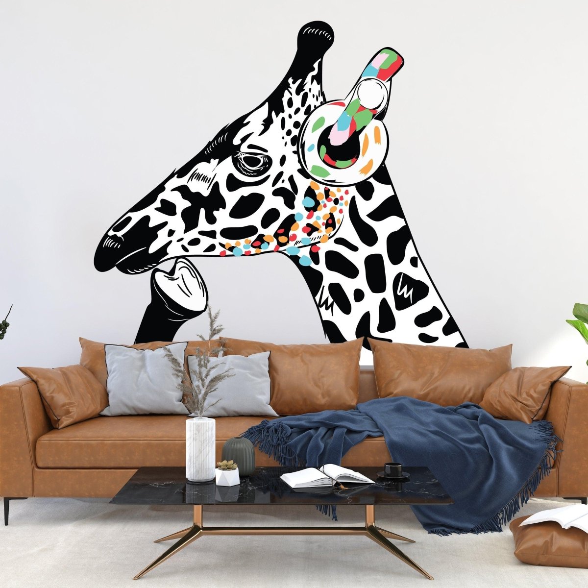 Giraffe Vinyl Decal - Creative Dj Giraffes Headphones Wall Art - Decords