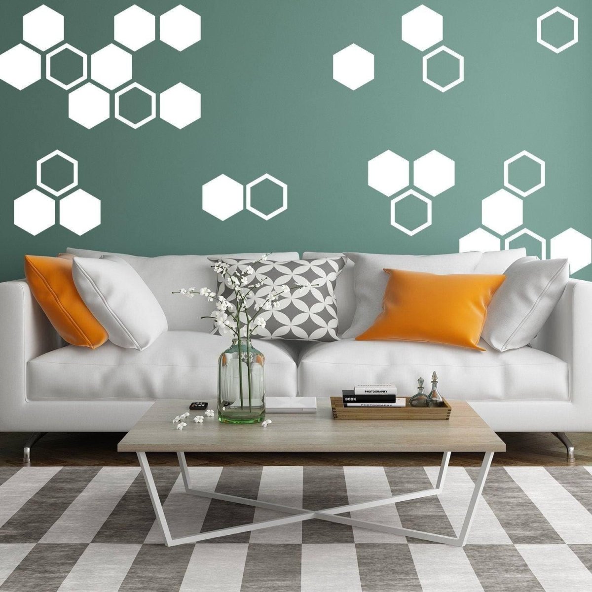 Golden Hexagon Wall Decals - Elegant Honeycomb Stickers for Bedroom and Living Room - Decords