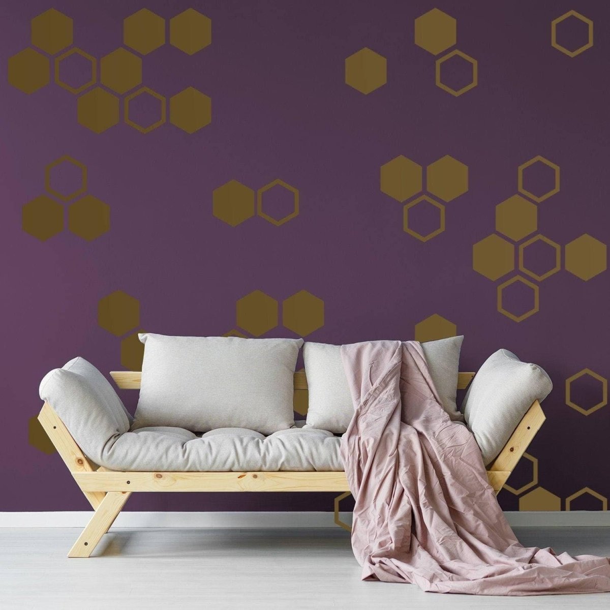 Set of 12 Acrylic Hexagonal Wall Stickers Plastic Mirrors for Home Decor,  Living Room, Bedroom, Above Sofa or Golden TV