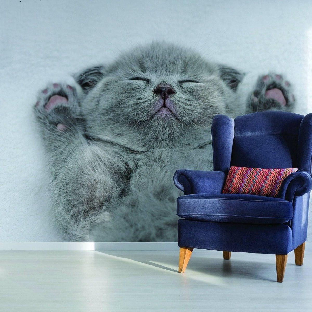 Gray Kitten Paradise: Adorable Peel and Stick Cat Wall Sticker - Decords