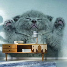 Load image into Gallery viewer, Gray Kitten Paradise: Adorable Peel and Stick Cat Wall Sticker - Decords

