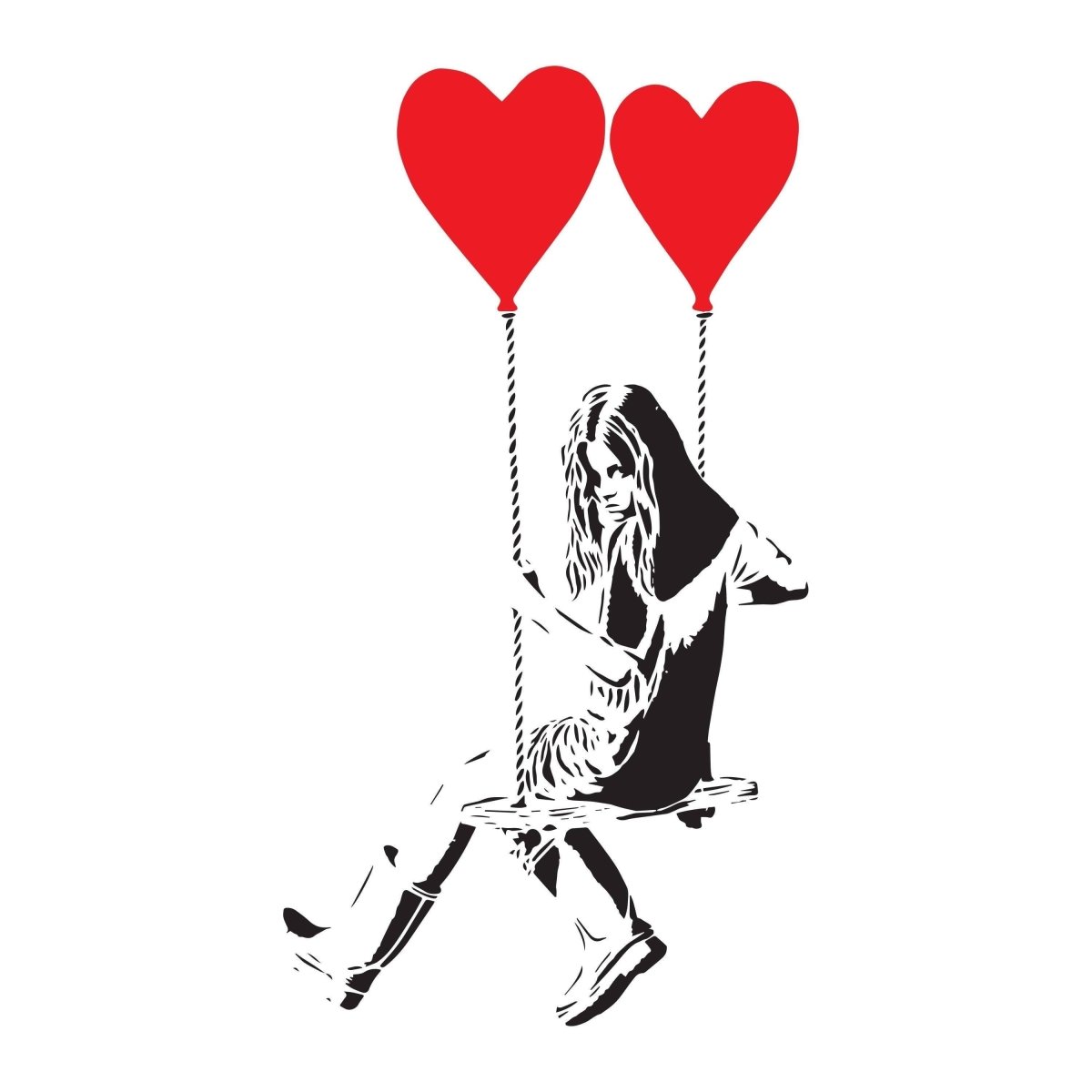 Banksy Girl with Heart Balloon Wall Sticker 48 x 71