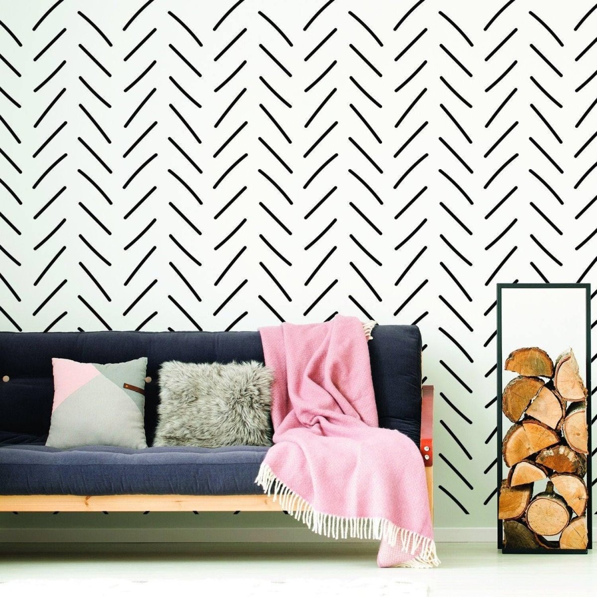 108328 - Transform 108328 Transform Dark Grey Herringbone Wood Peel and  Stick Removable Wallpaper - GoingDecor