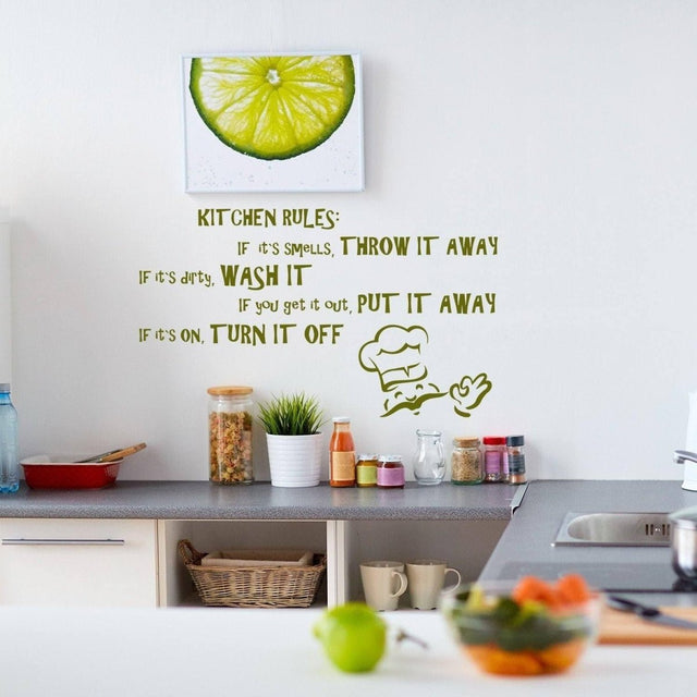 Humorous Home Kitchen Wall Decal - Charming Family Rules Vinyl Sticker - Decords