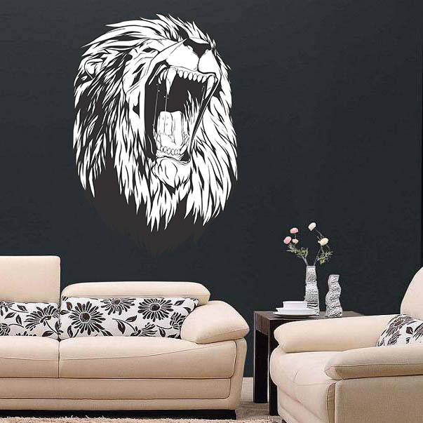 Lions Headi seinakleebis – Lion Face Animal King Silhouette vinüülkleebis