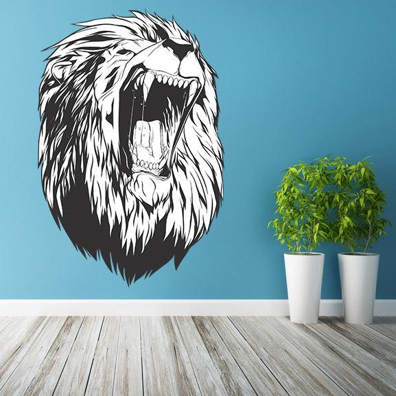 Lions Headi seinakleebis – Lion Face Animal King Silhouette vinüülkleebis