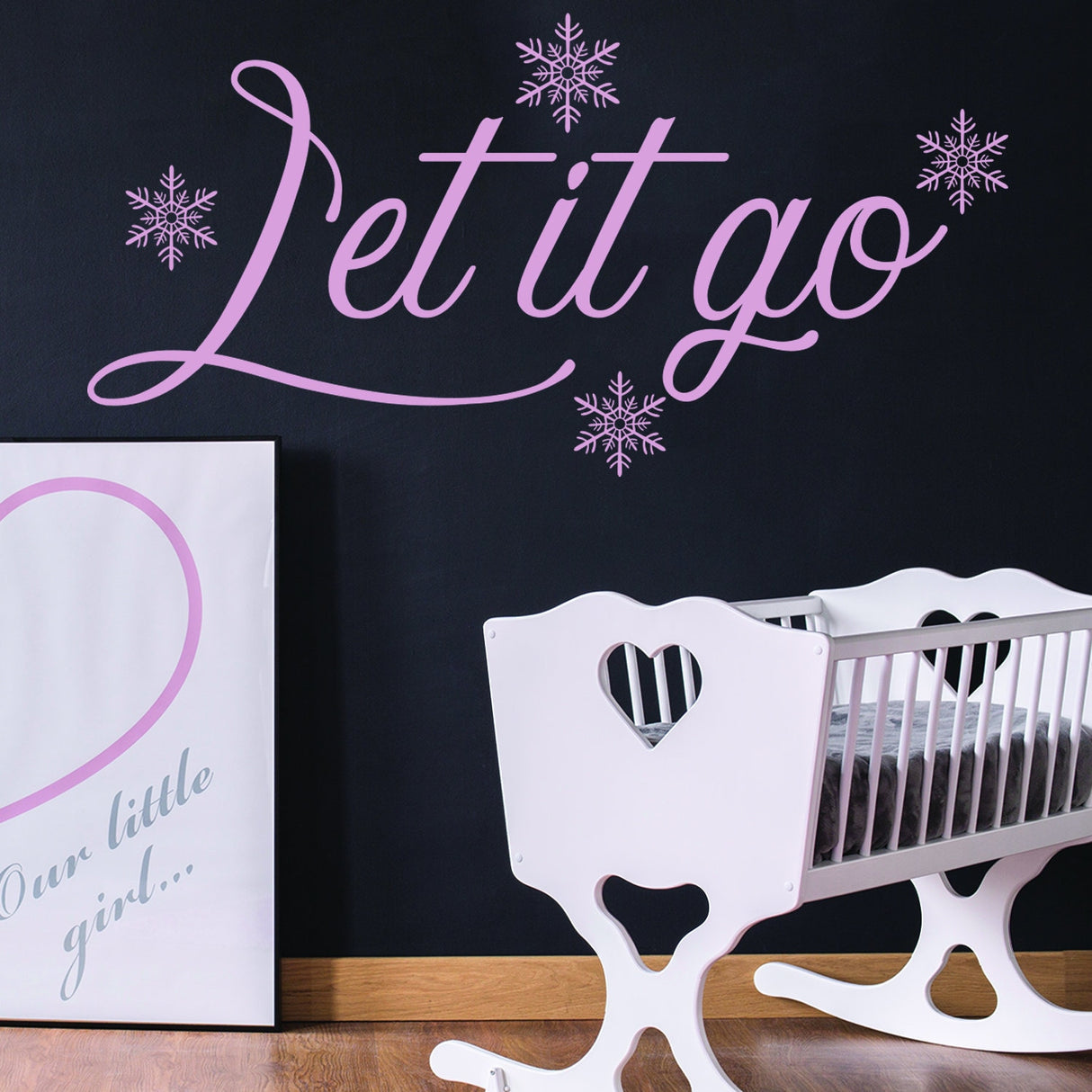 Let It Go Quote Wall Sticker - Positive Sayings Snowflakes God Family Time Decal