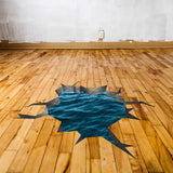 3d Effect Blue Sea Wall Sticker - Porthole View Floor Art Decor Ocean Printed Vinyl Decal