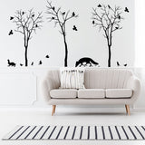 Nature Art Vinyl Cute Animal Set Stickers - Tree Forest Botanical Cool Floral Die Cut Decal