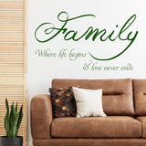 Family Quote Wall Sticker - Love Sign Decor  Vinyl Decal