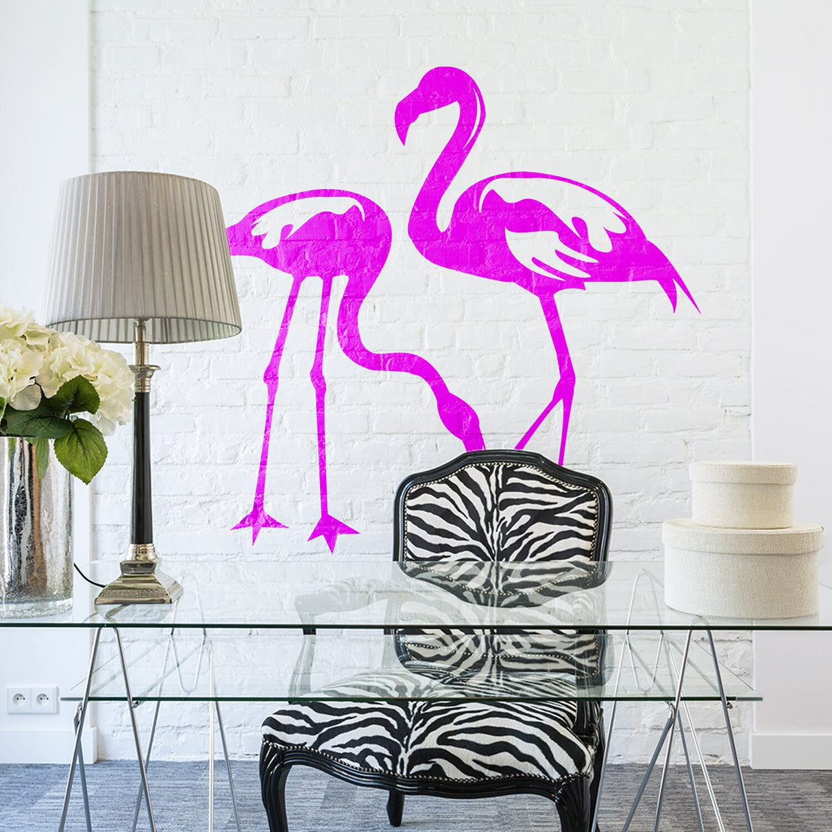 Flamingo Decal Pink Sticker - Tropical Art Cute Wall Decor Vinyl Stickers