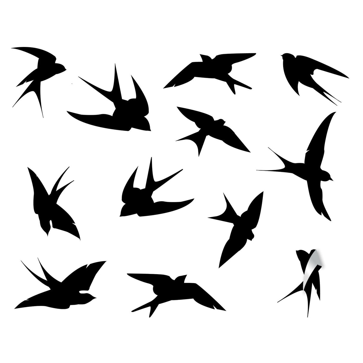 12x Flock Of Birds Wall Sticker - Vinyl Flying Decal Art Decor