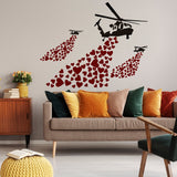 Banksy vinüülist seinakleebis südametega helikopter – tänavakunstiga graffitihelikopterite dekoratiivkleebis