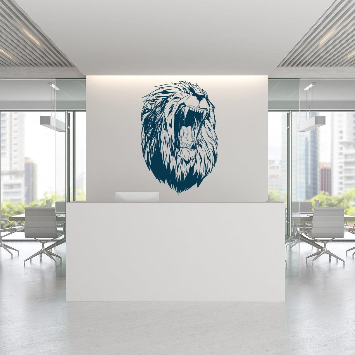 Lion Head Wall Vinyl Sticker - Roar Animal King Face Window Art Decor Silhouette Decal - Decords