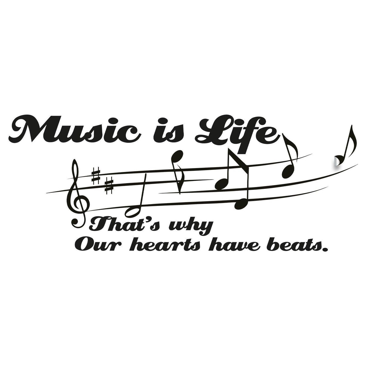 Music Is My Life Quote Wall Sticker - Art Decor Gift Note Notes Quotes Vinyl Decal