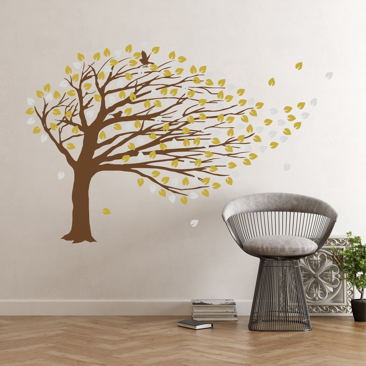 Windy Tree Wall Decal Vinyl Sticker - Nursery Art Decor Blossom Large Green Decals