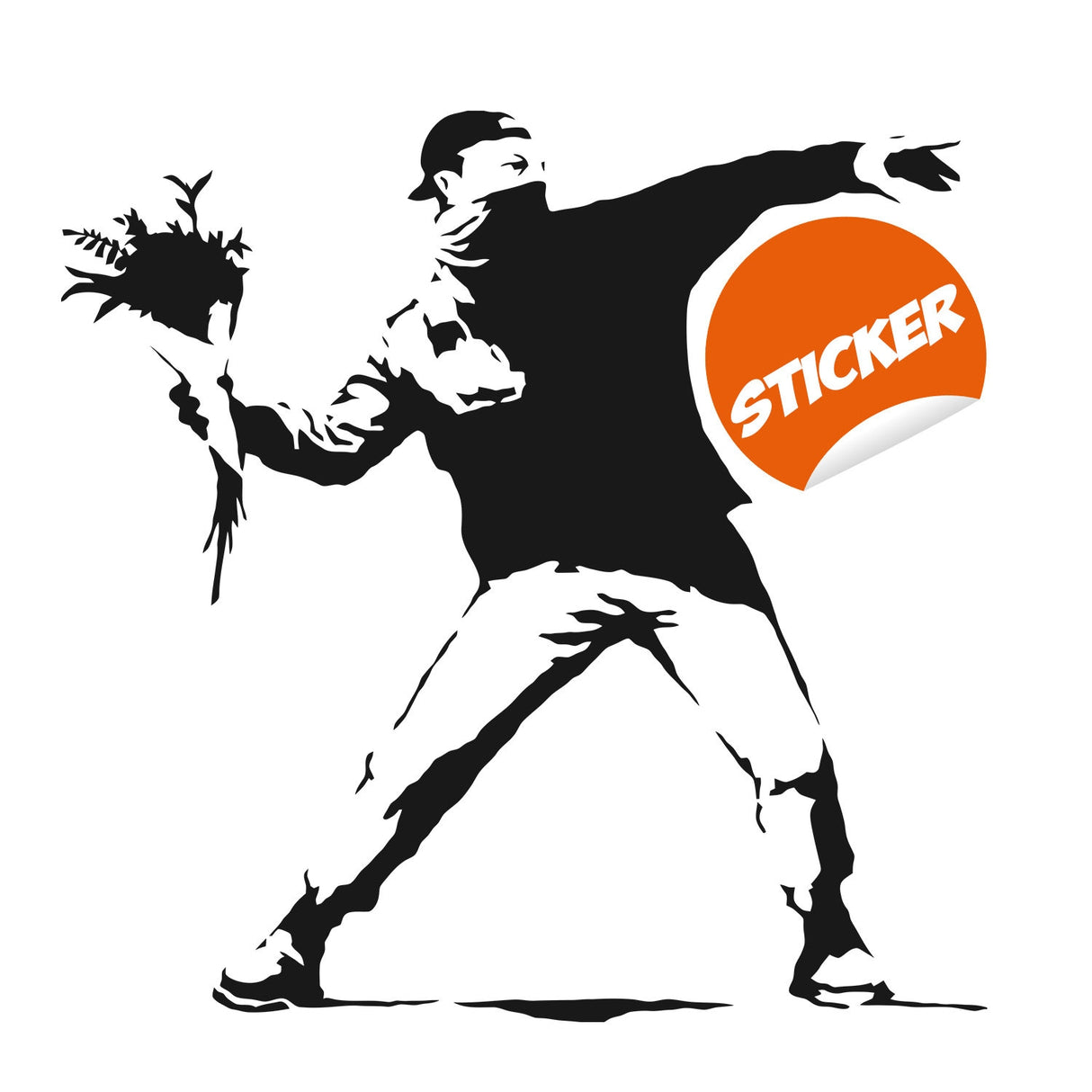 Banksy Flower Throw Me Wall Sticker - Petal Vinyl Thrower Favor Chucker Decal