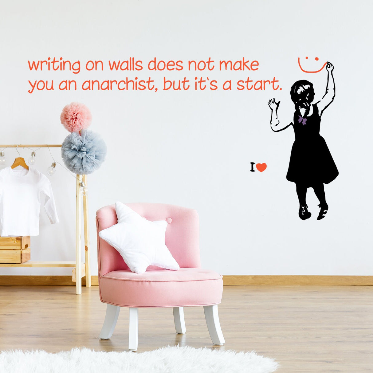 Banksy Girl Wall Sticker - Magical Daisy Decal