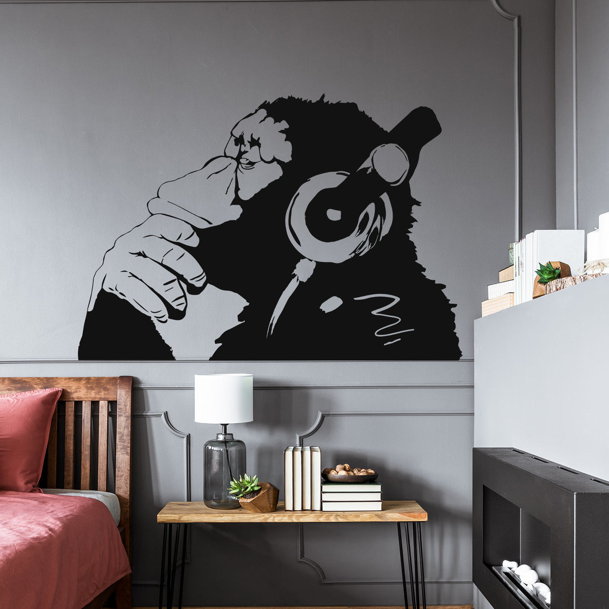 Banksy Thinking Monkey seinakleebis – vinüülist kunstitrükk Dj Waterproof Thinker Smart Decal
