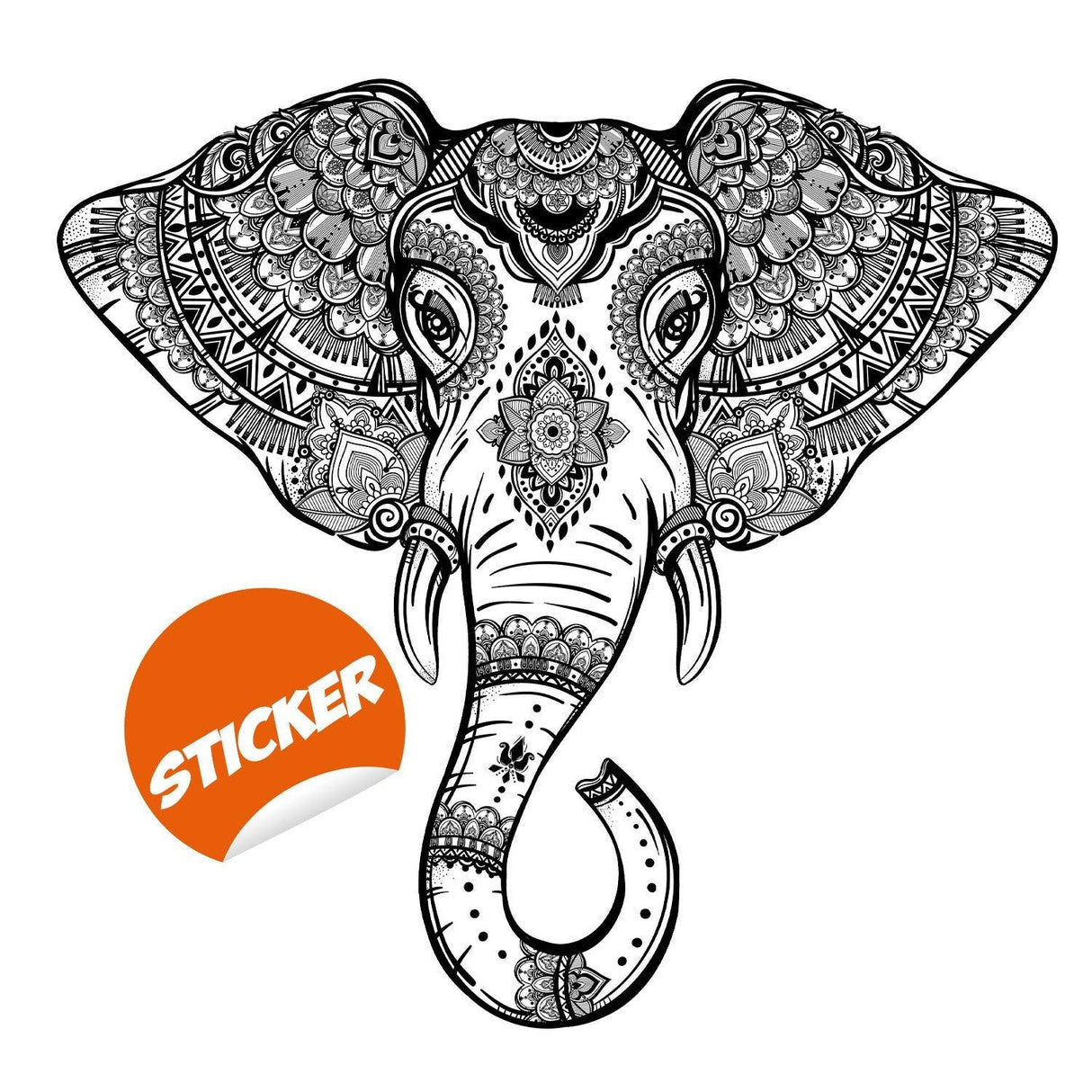 Vinyl Wall Tribal Elephant Sticker - Two Colors Wise Wealth Animal Ornaments Art Decal - Decords