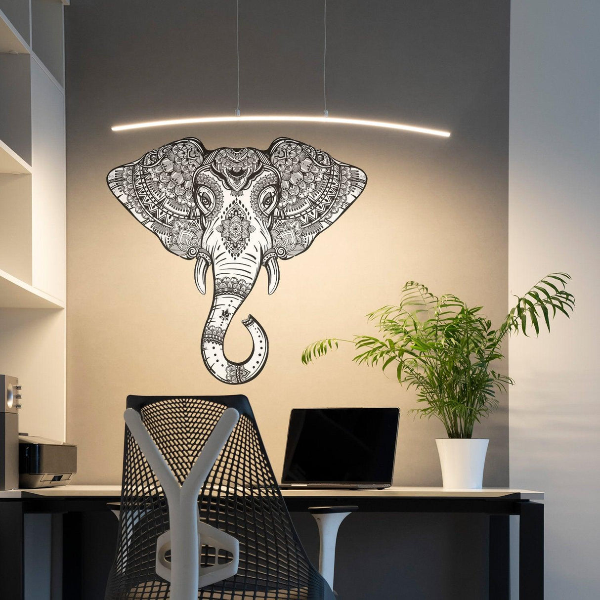 Vinyl Wall Tribal Elephant Sticker - Two Colors Wise Wealth Animal Ornaments Art Decal - Decords