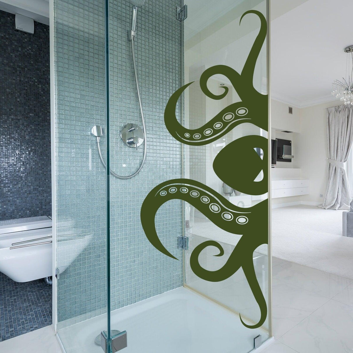 Octopus Tentacle Vinyl Wall Art Sticker - Bathroom Ocean Giant Sea Animal Lover Decor Die Cut Decal