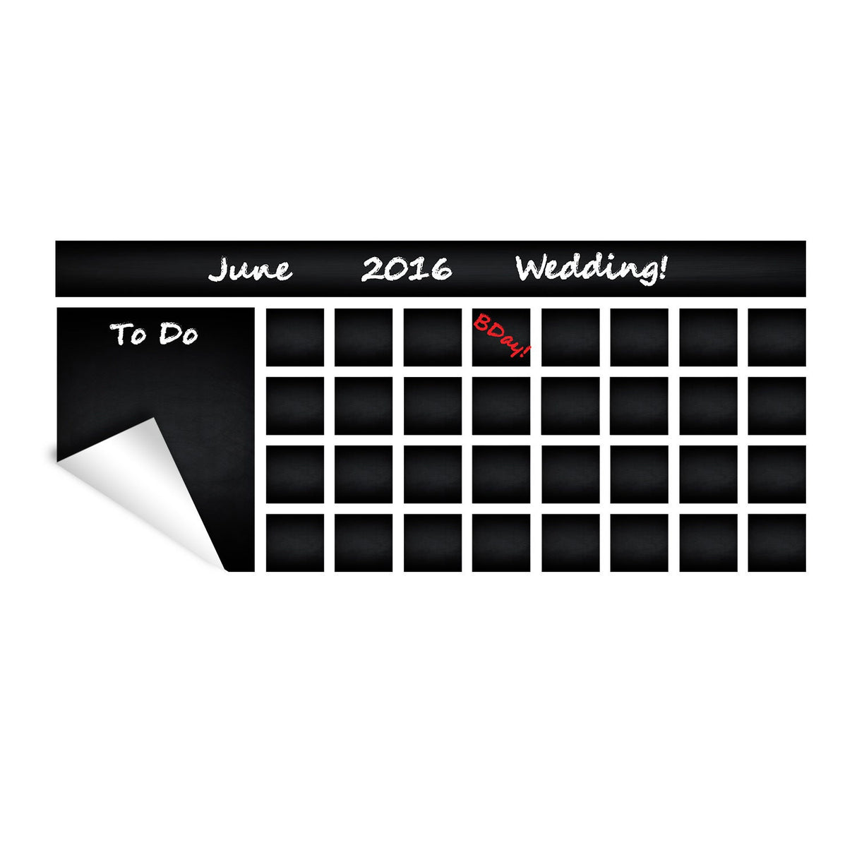 Office Calendar Chalkboard Vinyl Sticker - Editable Organizer Dry Erase Chalk Decal