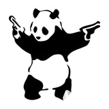 Seinakleebis tulirelvadega Banksy panda – kunstigrafiti relvakaru vinüülkleebis