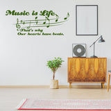 Music Is My Life Quote Wall Sticker - Art Decor Gift Note Notes Quotes Vinyl Decal