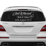 Just Married Car Vinyl Wedding Sticker - Custom Name Day Window Glass Personalized Vehicle Decal - Decords