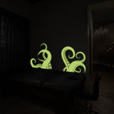 Glow In Dark Octopus Tentacle Vinyl Wall Art Sticker - Night Glowing Bathroom Squid Kraken Decor Decal