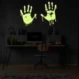 Glow In Dark Bloody Hands Scary Red Vinyl Sticker - Night Glowing Zombie Blood Car Wall Decal Print