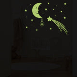 Glowing Moon with Stars Sky Sticker - Glow in the Dark Falling Star Decor Decals - Decords