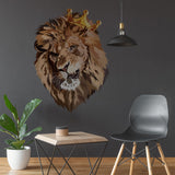 Lion King With Crown Vinyl Wall Sticker - Funny Lions Head Cut Seal Art Decal