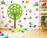 Lasteaiapuu vinüülist seinakleebis – suure kujundusega lind öökull poiss, tüdruk, laps, beebi kunstikomplekti kleebis