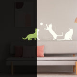 Glow In Dark Big Cat Wall Sticker - Furry Kitten Cute Kitty Vinyl Pet Silhouette Decal