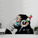 Banksy Stickers Monkey Headphones - Banksy Graffiti Wall Decal