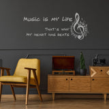 Music Is My Life Wall Sticker - Note Quote Gift Decor Art Vinyl Decal