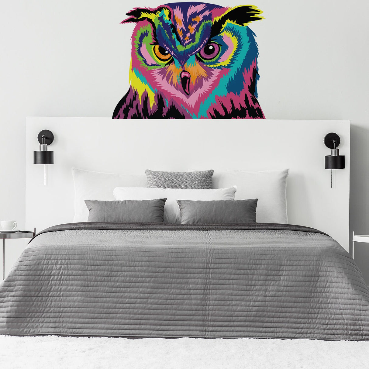 Colorful Owl Wall Sticker - Cute Bird Gift Vinyl Art Decor Decal