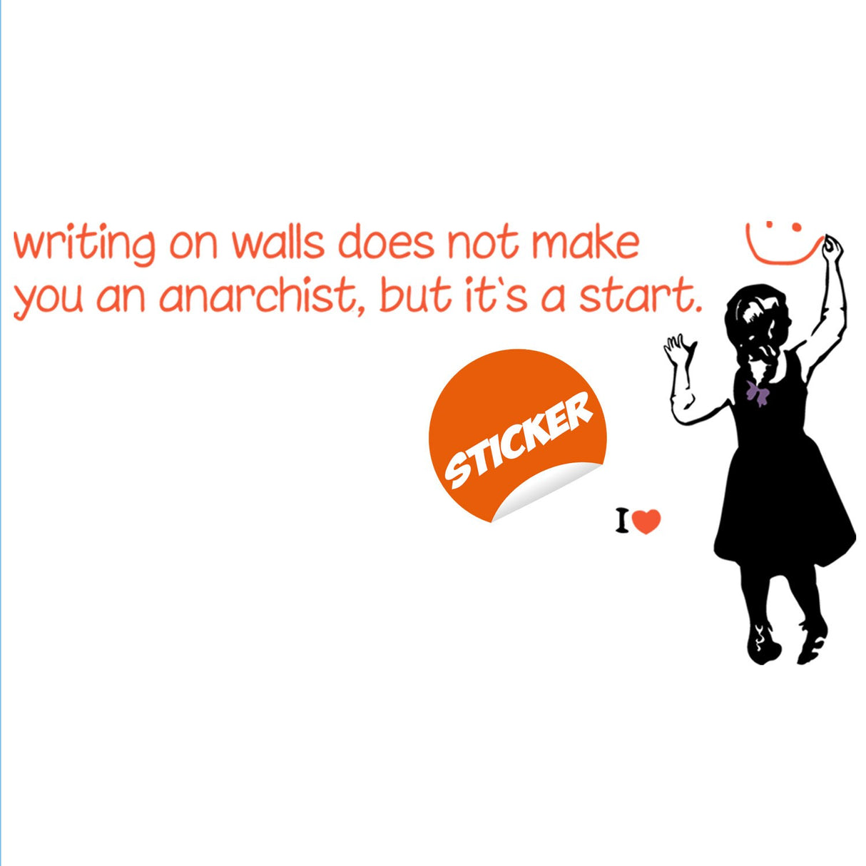 Banksy Girl Anarchist Wall Sticker - Magical Daisy Antifa Communist Anarchy Decal