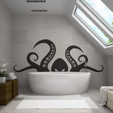 Octopus Tentacle Vinyl Wall Art Sticker - Bathroom Ocean Giant Sea Animal Lover Decor Die Cut Decal