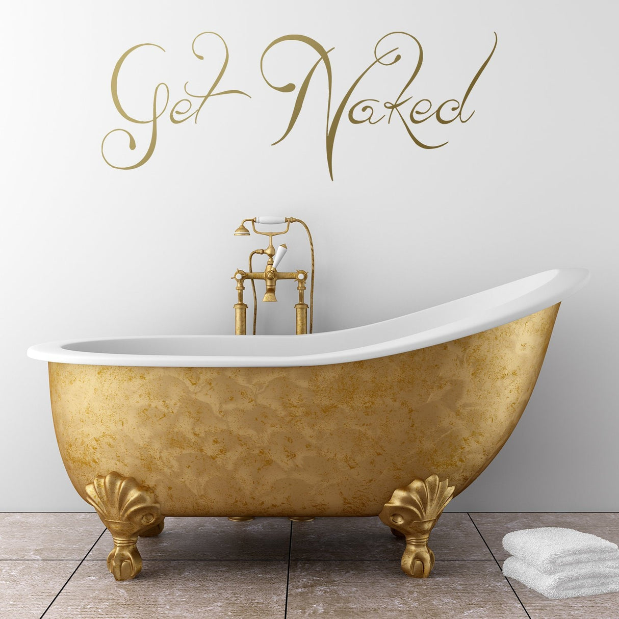Get Naked Wall Bathroom Sticker - Shower Vinyl Quote Fun Bath Funny Sexy Decal