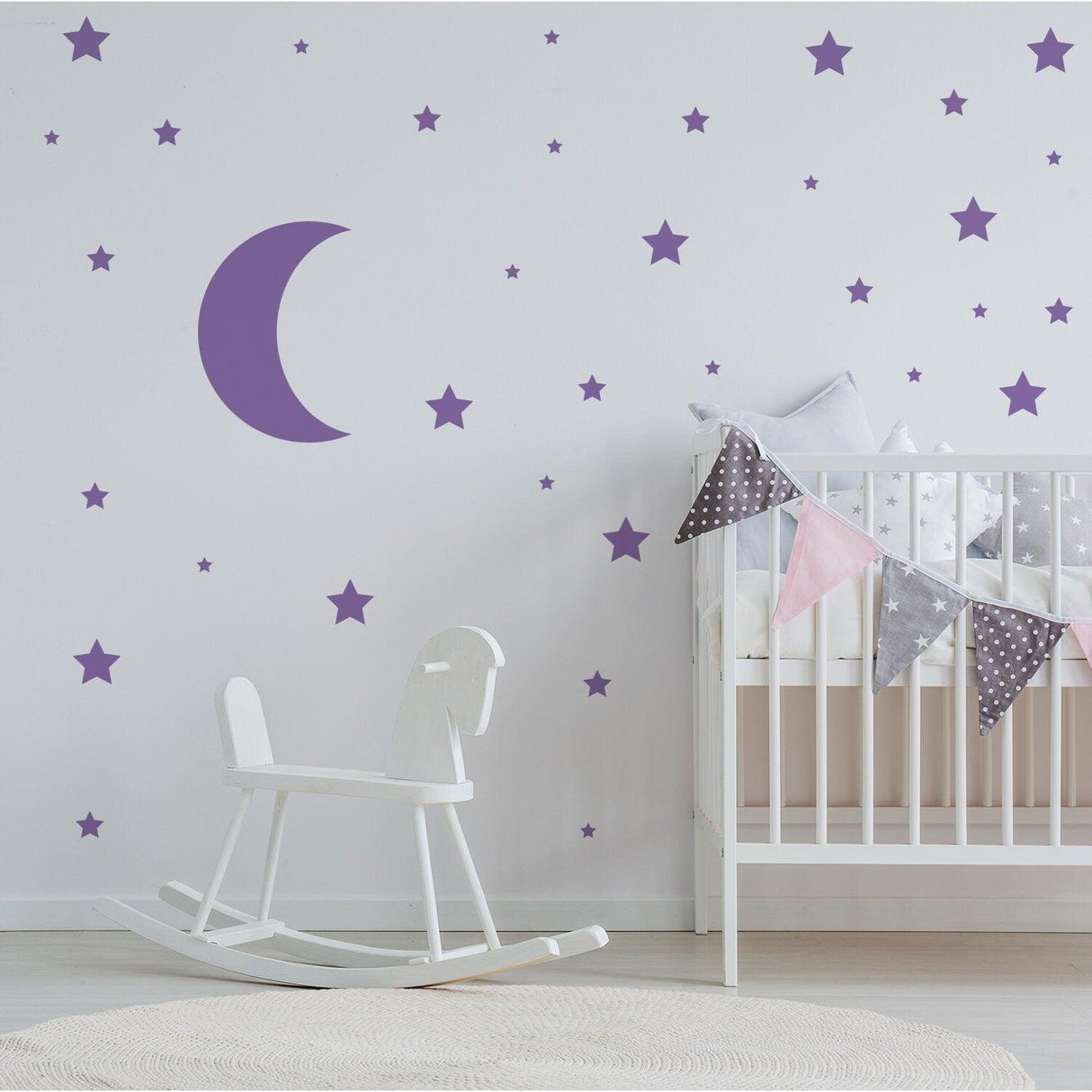 115x Star Wall Stickers - Baby Shower Moon Set Decorative Vinyl Decal