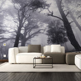 Foggy Forest Decal Wallpaper - Fog Tree Removable Wall Paper Sticker Mural Art
