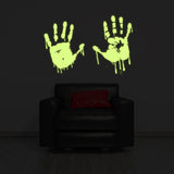 Glow In Dark Bloody Hands Scary Red Vinyl Sticker - Night Glowing Zombie Blood Car Wall Decal Print