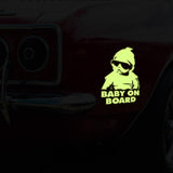 Glow In Dark Baby On Board Funny Car Vinyl Sticker - Night Glowing Child Kid Inside Safety Window Decal - Decords